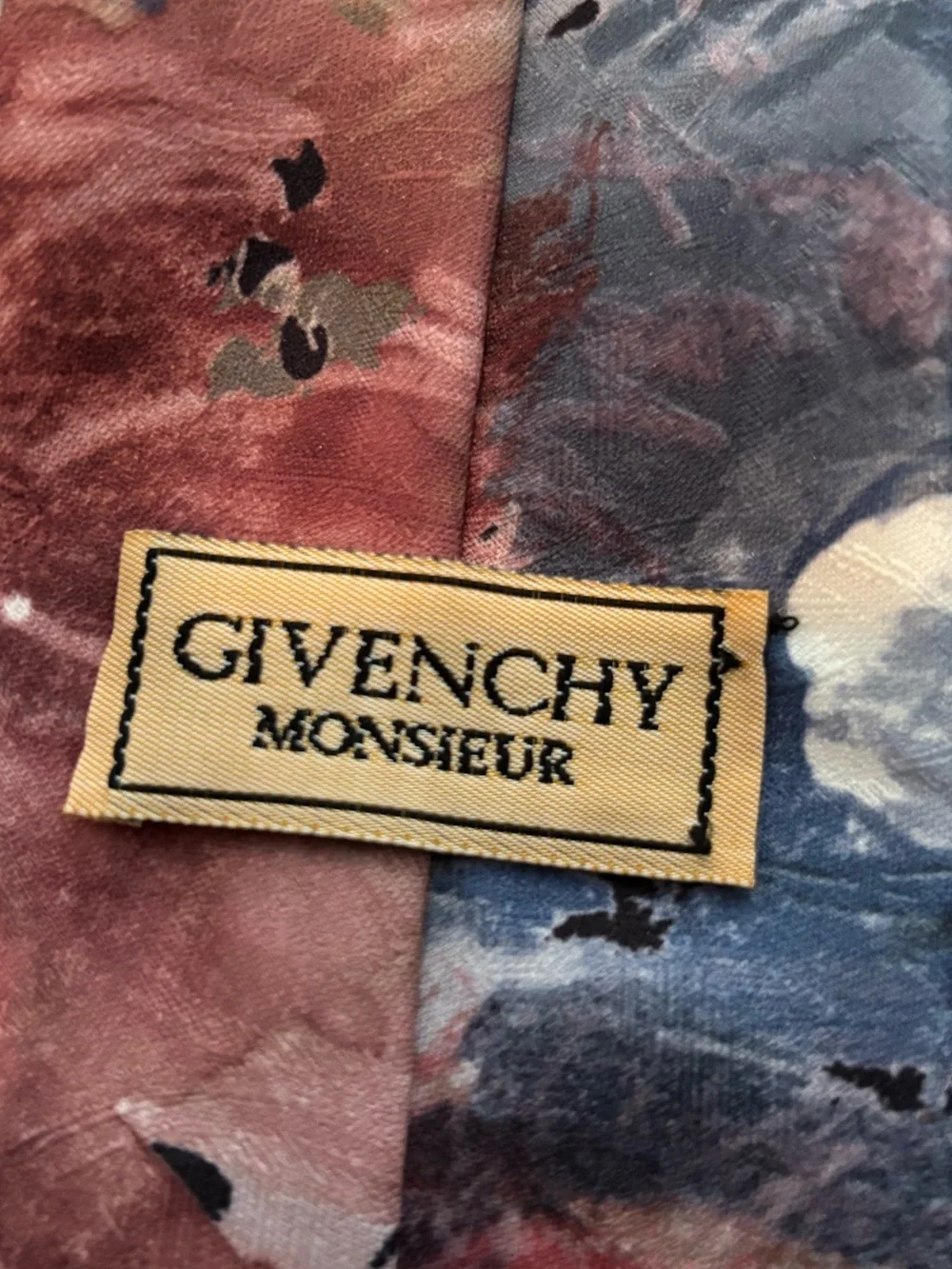 Givenchy Monsieur Multicolor Abstract Silk Tie in Red and Blue Tones